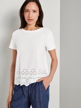 T-Shirt mit Lochstickerei - Frauen - Whisper White T-Shirt mit Lochstickerei - Frauen - Whisper White - 5 - TOM TAILOR