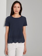 T-Shirt mit Lochstickerei - Frauen - Real Navy Blue T-Shirt mit Lochstickerei - Frauen - Real Navy Blue - 5 - TOM TAILOR