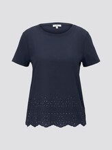 T-Shirt mit Lochstickerei - Frauen - Real Navy Blue T-Shirt mit Lochstickerei - Frauen - Real Navy Blue - 7 - TOM TAILOR