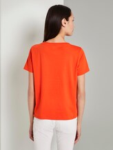 T-Shirt mit Lochstickerei - Frauen - strong flame orange T-Shirt mit Lochstickerei - Frauen - strong flame orange - 2 - TOM TAILOR