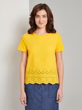 T-Shirt mit Lochstickerei - Frauen - deep golden yellow T-Shirt mit Lochstickerei - Frauen - deep golden yellow - 1 - TOM TAILOR