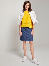 T-Shirt mit Lochstickerei - Frauen - deep golden yellow T-Shirt mit Lochstickerei - Frauen - deep golden yellow - 3 - TOM TAILOR
