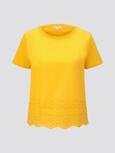 T-Shirt mit Lochstickerei - Frauen - deep golden yellow T-Shirt mit Lochstickerei - Frauen - deep golden yellow - 7 - TOM TAILOR