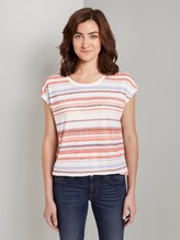 Bunt gestreiftes T-Shirt - Frauen - mauve painted stripe Bunt gestreiftes T-Shirt - Frauen - mauve painted stripe - 1 - TOM TAILOR