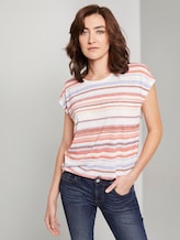 Bunt gestreiftes T-Shirt - Frauen - mauve painted stripe Bunt gestreiftes T-Shirt - Frauen - mauve painted stripe - 5 - TOM TAILOR