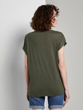 T-Shirt mit Henley-Ausschnitt im Materialmix - Frauen - Woodland Green T-Shirt mit Henley-Ausschnitt im Materialmix - Frauen - Woodland Green - 2 - TOM TAILOR