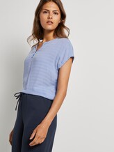 T-shirt met Henley hals in materiaalmix - Vrouwen - Parisienne Blue T-shirt met Henley hals in materiaalmix - Vrouwen - Parisienne Blue - 5 - TOM TAILOR