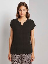 T-shirt met Henley hals in materiaalmix - Vrouwen - Deep Black T-shirt met Henley hals in materiaalmix - Vrouwen - Deep Black - 1 - TOM TAILOR