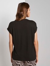 T-shirt met Henley hals in materiaalmix - Vrouwen - Deep Black T-shirt met Henley hals in materiaalmix - Vrouwen - Deep Black - 2 - TOM TAILOR