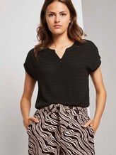 T-shirt met Henley hals in materiaalmix - Vrouwen - Deep Black T-shirt met Henley hals in materiaalmix - Vrouwen - Deep Black - 5 - TOM TAILOR