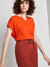 T-Shirt mit Henley-Ausschnitt im Materialmix - Frauen - strong flame orange T-Shirt mit Henley-Ausschnitt im Materialmix - Frauen - strong flame orange - 5 - TOM TAILOR
