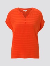 T-Shirt mit Henley-Ausschnitt im Materialmix - Frauen - strong flame orange T-Shirt mit Henley-Ausschnitt im Materialmix - Frauen - strong flame orange - 7 - TOM TAILOR
