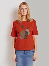 Lockeres T-Shirt mit Print - Frauen - strong flame orange Lockeres T-Shirt mit Print - Frauen - strong flame orange - 1 - TOM TAILOR