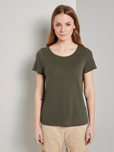 T-Shirt mit Ringdetail am Rücken - Frauen - Woodland Green T-Shirt mit Ringdetail am Rücken - Frauen - Woodland Green - 1 - TOM TAILOR