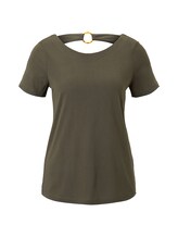 TOM TAILOR Damen T-Shirt mit Ringdetail am Rücken, grün, Gr.XL