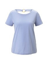 TOM TAILOR Damen T-Shirt mit Ringdetail am Rücken, blau, Gr.XL