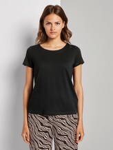 T-Shirt mit Ringdetail am Rücken - Frauen - Deep Black T-Shirt mit Ringdetail am Rücken - Frauen - Deep Black - 1 - TOM TAILOR