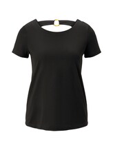 TOM TAILOR Damen T-Shirt mit Ringdetail am Rücken, schwarz, Gr.XXL