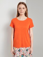 T-Shirt mit Ringdetail am Rücken - Frauen - strong flame orange T-Shirt mit Ringdetail am Rücken - Frauen - strong flame orange - 1 - TOM TAILOR