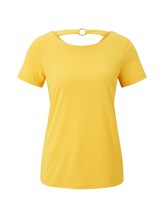 TOM TAILOR Damen T-Shirt mit Ringdetail am Rücken, gelb, Gr.XS
