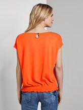 T-Shirt mit Smocking-Detail am Bund - Frauen - strong flame orange T-Shirt mit Smocking-Detail am Bund - Frauen - strong flame orange - 2 - TOM TAILOR