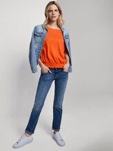 T-Shirt mit Smocking-Detail am Bund - Frauen - strong flame orange T-Shirt mit Smocking-Detail am Bund - Frauen - strong flame orange - 3 - TOM TAILOR