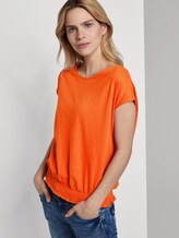 T-Shirt mit Smocking-Detail am Bund - Frauen - strong flame orange T-Shirt mit Smocking-Detail am Bund - Frauen - strong flame orange - 5 - TOM TAILOR