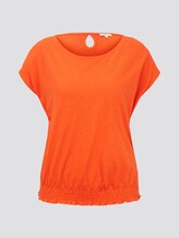 T-Shirt mit Smocking-Detail am Bund - Frauen - strong flame orange T-Shirt mit Smocking-Detail am Bund - Frauen - strong flame orange - 7 - TOM TAILOR