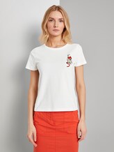 T-shirt with small monkey appliqués - Women - Whisper White T-shirt with small monkey appliqués - Women - Whisper White - 1 - TOM TAILOR
