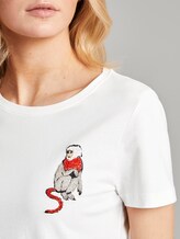 T-shirt with small monkey appliqués - Women - Whisper White T-shirt with small monkey appliqués - Women - Whisper White - 9 - TOM TAILOR