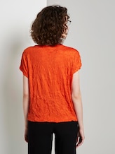 Crincle-T-Shirt mit elastischem Bund - Frauen - strong flame orange Crincle-T-Shirt mit elastischem Bund - Frauen - strong flame orange - 2 - TOM TAILOR