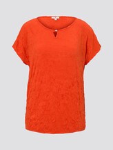 Crincle-T-Shirt mit elastischem Bund - Frauen - strong flame orange Crincle-T-Shirt mit elastischem Bund - Frauen - strong flame orange - 7 - TOM TAILOR