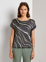 Gemustertes T-Shirt im Material-Mix - Frauen - Deep Black Gemustertes T-Shirt im Material-Mix - Frauen - Deep Black - 1 - TOM TAILOR