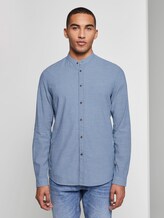 Gemustertes Hemd mit Turn-Ups und Mao-Kragen - Männer - blue small structure print Gemustertes Hemd mit Turn-Ups und Mao-Kragen - Männer - blue small structure print - 1 - TOM TAILOR Denim