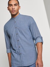 Gemustertes Hemd mit Turn-Ups und Mao-Kragen - Männer - blue small structure print Gemustertes Hemd mit Turn-Ups und Mao-Kragen - Männer - blue small structure print - 5 - TOM TAILOR Denim
