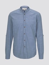 Gemustertes Hemd mit Turn-Ups und Mao-Kragen - Männer - blue small structure print Gemustertes Hemd mit Turn-Ups und Mao-Kragen - Männer - blue small structure print - 7 - TOM TAILOR Denim