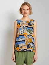 Top with a button tab on the back - Women - tropical safari print blue Top with a button tab on the back - Women - tropical safari print blue - 1 - TOM TAILOR Denim