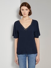 A-vorm viscose crêpe blouse - Vrouwen - Real Navy Blue A-vorm viscose crêpe blouse - Vrouwen - Real Navy Blue - 1 - TOM TAILOR Denim