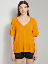 Bluse aus Viskose-Crêpe in A-Shape - Frauen - orange yellow Bluse aus Viskose-Crêpe in A-Shape - Frauen - orange yellow - 1 - TOM TAILOR Denim