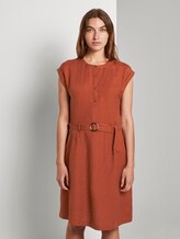 Hemdkleid mit Gürtel aus Leinengemisch - Frauen - Goji Orange Hemdkleid mit Gürtel aus Leinengemisch - Frauen - Goji Orange - 1 - TOM TAILOR