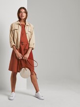 Hemdkleid mit Gürtel aus Leinengemisch - Frauen - Goji Orange Hemdkleid mit Gürtel aus Leinengemisch - Frauen - Goji Orange - 3 - TOM TAILOR
