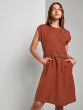 Hemdkleid mit Gürtel aus Leinengemisch - Frauen - Goji Orange Hemdkleid mit Gürtel aus Leinengemisch - Frauen - Goji Orange - 5 - TOM TAILOR