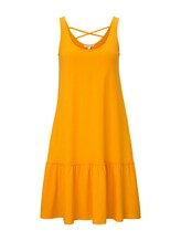 TOM TAILOR DENIM Damen Kleid mit Rücken-Detail und Rüschung, gelb, unifarben, Gr.L