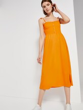 Midi dress with ruffles - Women - orange yellow Midi dress with ruffles - Women - orange yellow - 5 - TOM TAILOR Denim