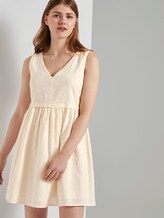 Kleid mit Knopfleiste und V-Ausschnitt - Frauen - soft creme beige Kleid mit Knopfleiste und V-Ausschnitt - Frauen - soft creme beige - 5 - TOM TAILOR Denim