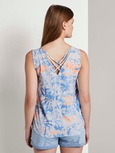 Ärmellose Bluse mit Palmen-Print - Frauen - blue coral palmtree print Ärmellose Bluse mit Palmen-Print - Frauen - blue coral palmtree print - 2 - TOM TAILOR Denim