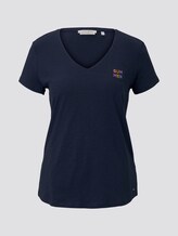 T-Shirt mit V-Ausschnitt - Frauen - Real Navy Blue T-Shirt mit V-Ausschnitt - Frauen - Real Navy Blue - 7 - TOM TAILOR Denim