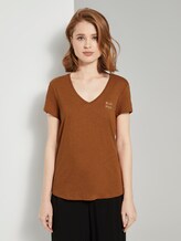 T-shirt met V-hals - Vrouwen - mango brown T-shirt met V-hals - Vrouwen - mango brown - 1 - TOM TAILOR Denim