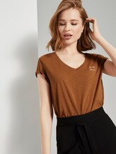 T-shirt met V-hals - Vrouwen - mango brown T-shirt met V-hals - Vrouwen - mango brown - 5 - TOM TAILOR Denim