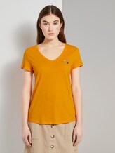 T-Shirt mit V-Ausschnitt - Frauen - orange yellow T-Shirt mit V-Ausschnitt - Frauen - orange yellow - 1 - TOM TAILOR Denim